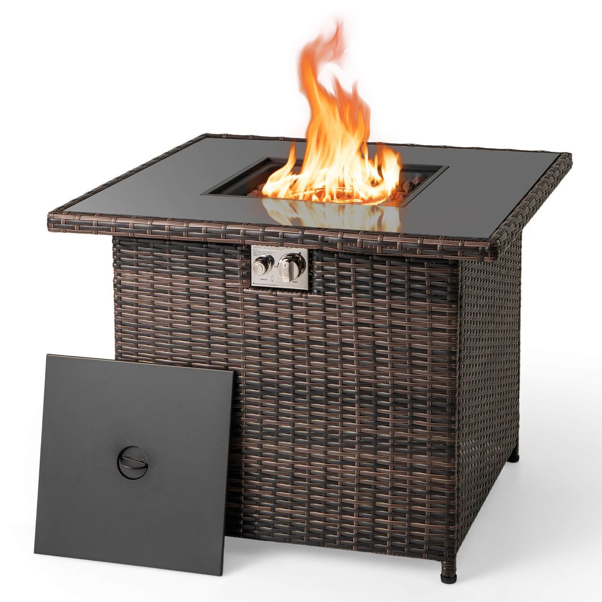 32.5" Outdoor Propane Fire Pit Table - Brown