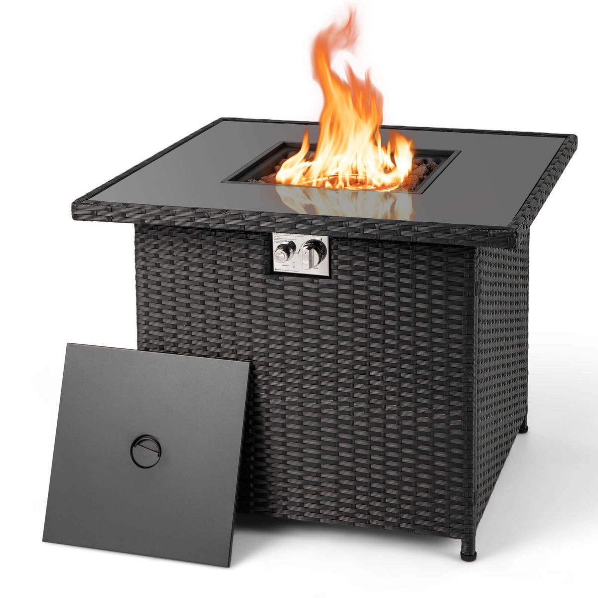 32.5" Outdoor Propane Fire Pit Table - Black