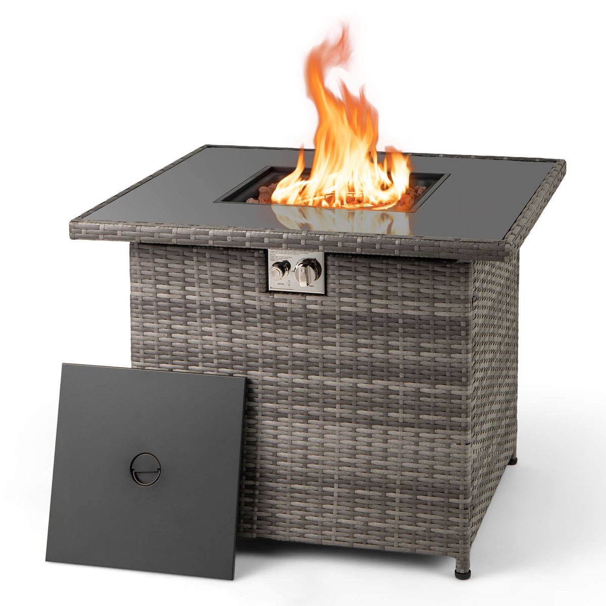 32.5" Outdoor Propane Fire Pit Table - Gray