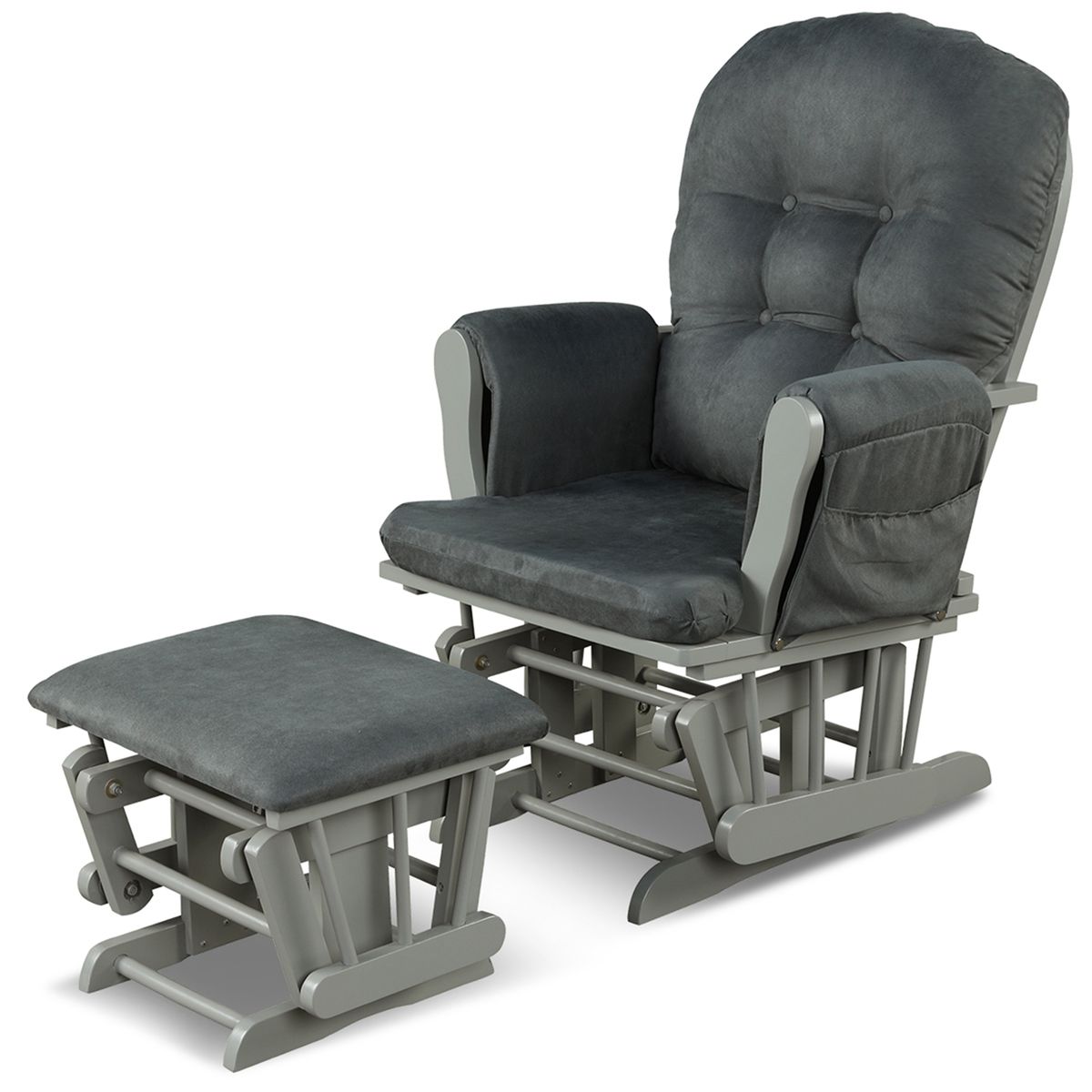 Glider and Ottoman Set with Cushions - Dark Grey