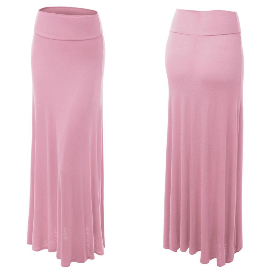 Women's Fold-over Maxi Skirt - Medium - Pink