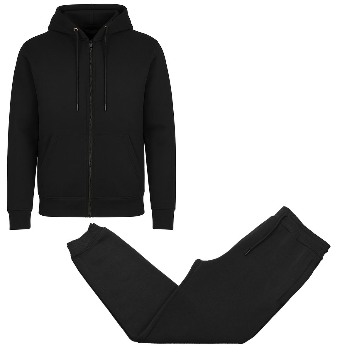 Men's Fleece-Lined Tracksuit Hoodie and Jogger Set - JM2PC-55-BK / S