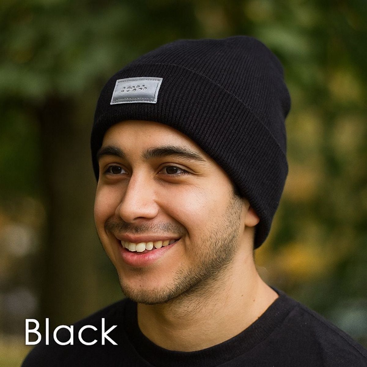 Beanie Hat with Rechargeable LED Headlamp - Black