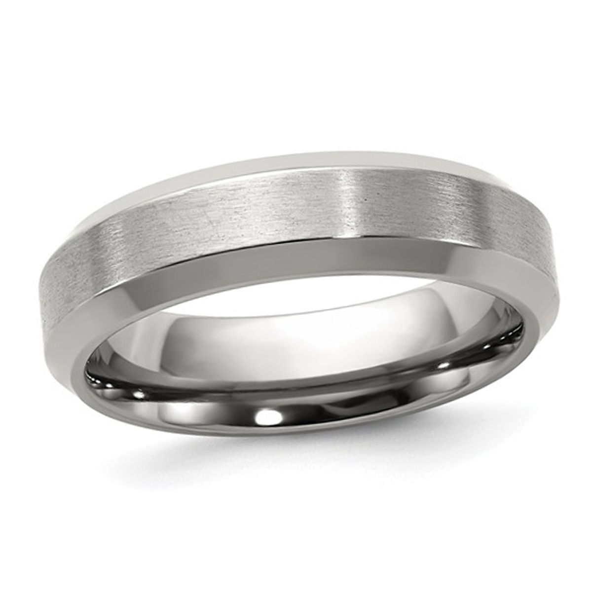 Titanium Beveled Brushed Wedding Band - Ring size: 5.5