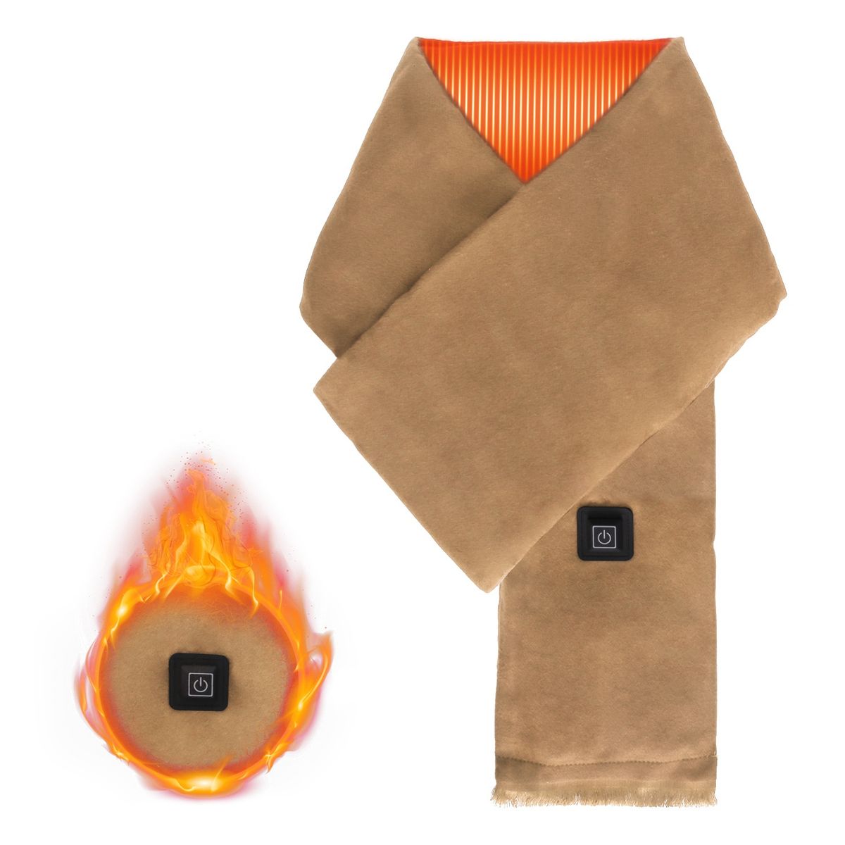 Heated USB Winter Scarf (Requires Power Bank) -  Unisex USB Heating Winter Scarf CAMEL