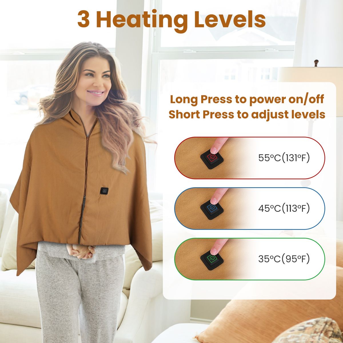 NPolar USB Heated Shawl (Power Bank Required) - NPolar USB Heated Shawl N Camel