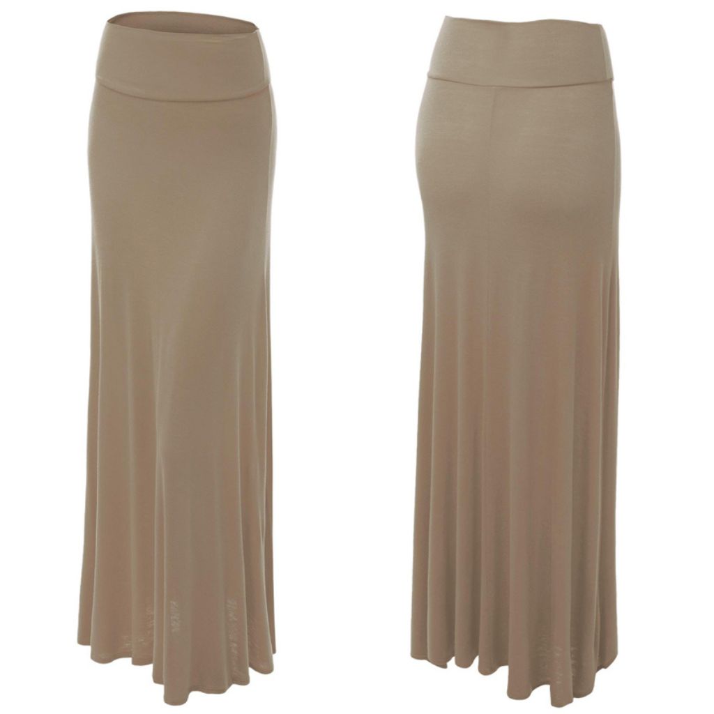 Women's Fold-over Maxi Skirt - 3X-Large - Taupe