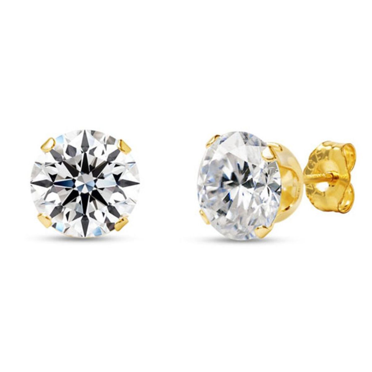 4-Carat Moissanite Stud Earrings - 4 Carat Moissanite Studs In Yellow Gold
