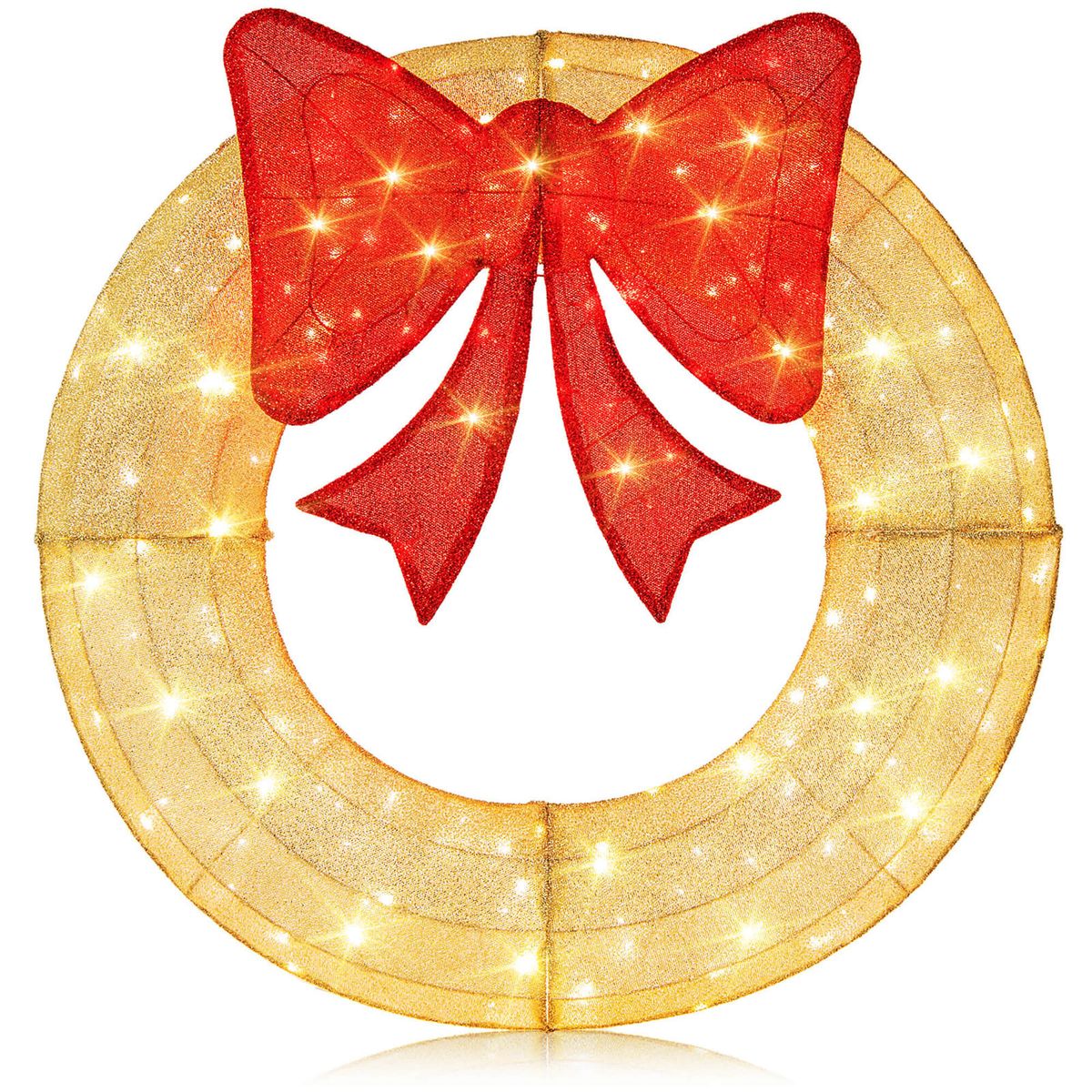 48" Pre-Lit Christmas Wreath with 200 LED Lights - Yellow