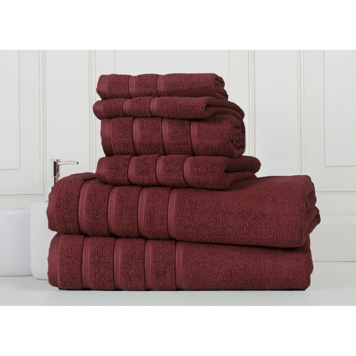 Zero Twist Egyptian Cotton 6-Piece Towel Set - 6 pc Towel - Chocolate