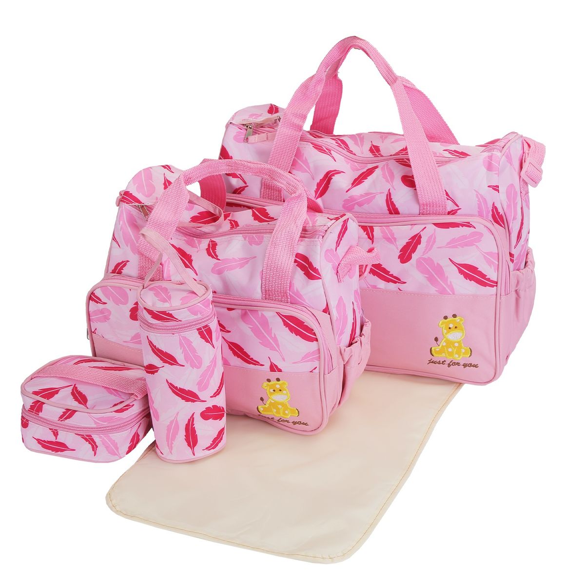 5 Piece Diaper Bag Set - iMounTEK 5PCS Baby Nappy Bag Set LPINK
