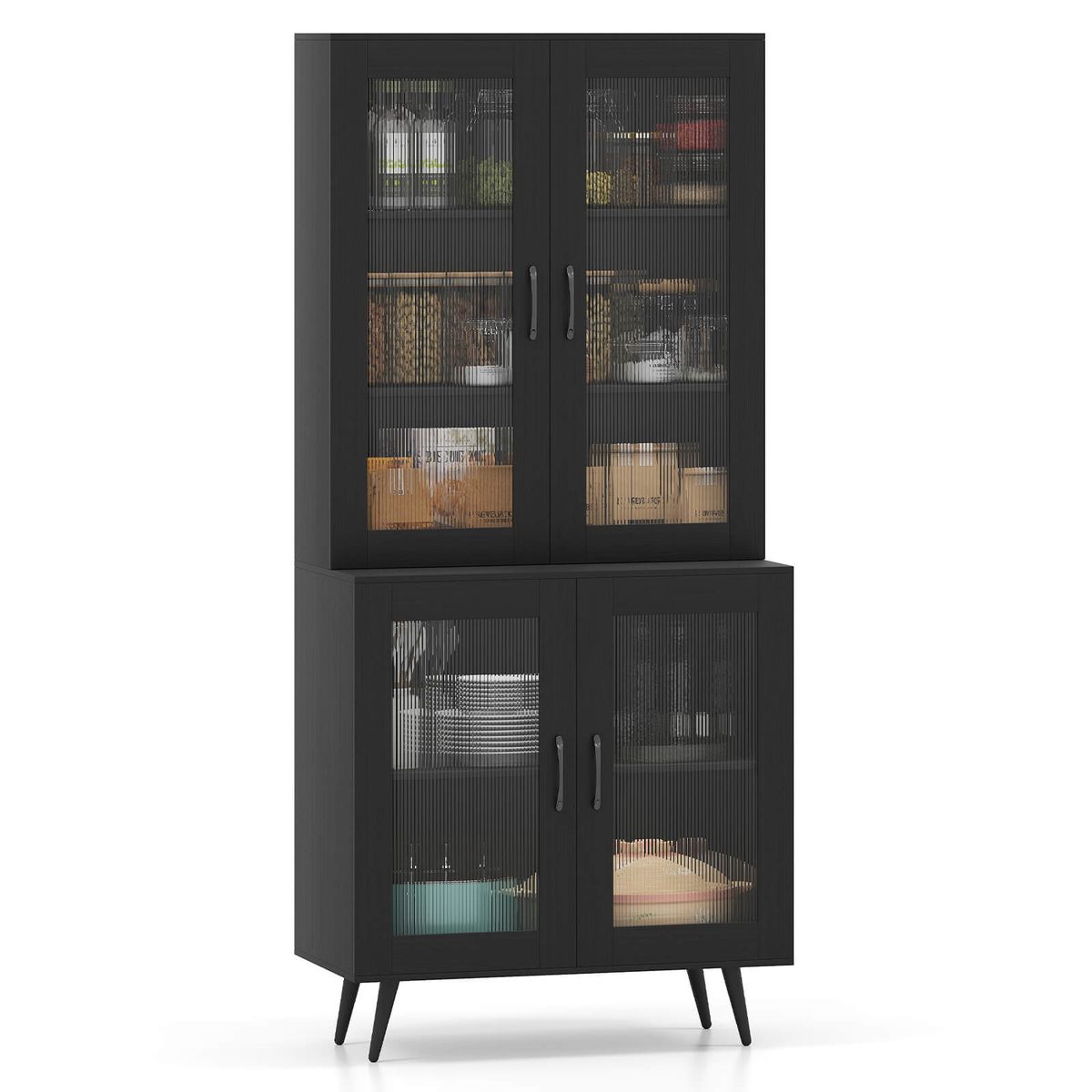 Kitchen Pantry Cabinet with Adjustable Shelf - Black
