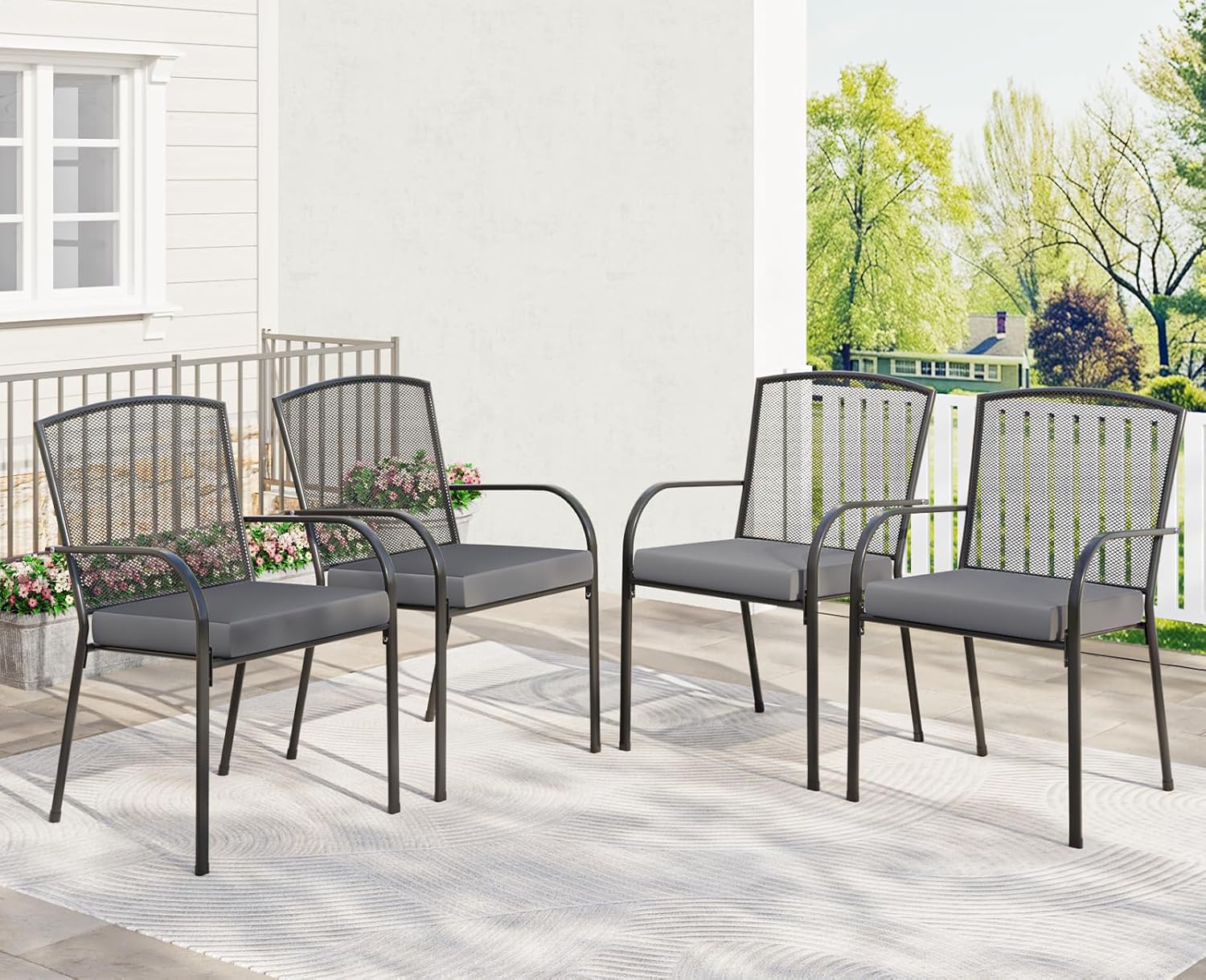 Metal Outdoor Table and Patio Dining Table Set for 4 - 1903334-C+14148DG-UG01