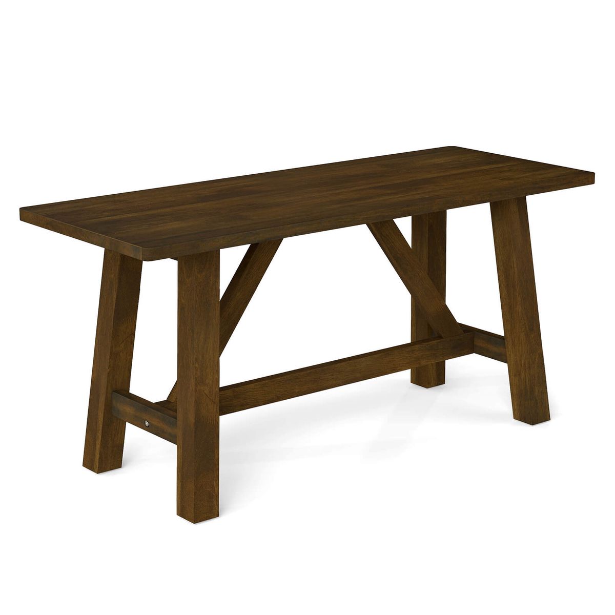 Wooden Dining Bench with Trapezoidal Support - 1-Piece