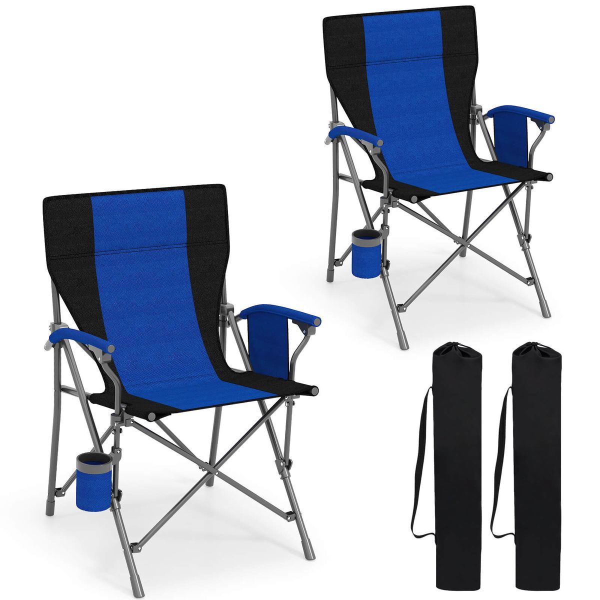 Folding Camping Chair with Drawstring Design - Navy-2