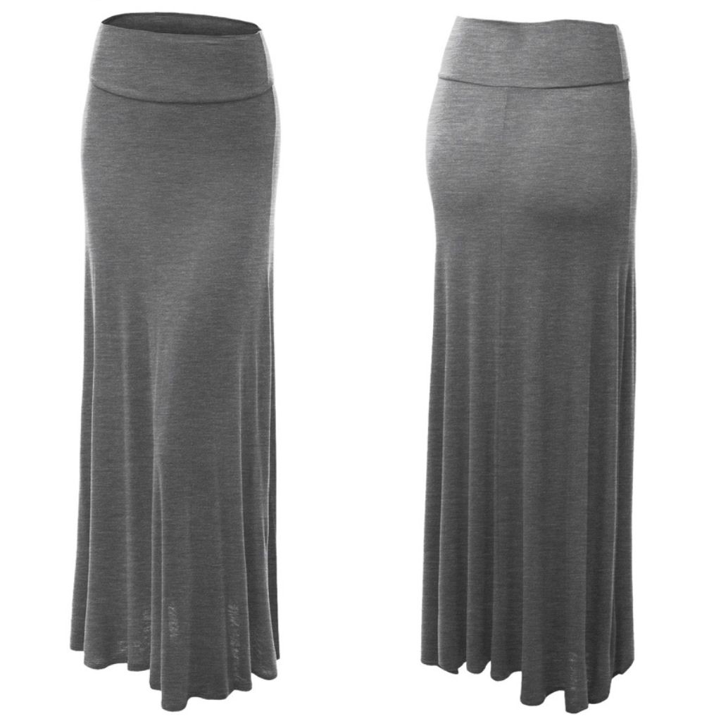 Women's Fold-over Maxi Skirt - 2X-Large - Dark Grey
