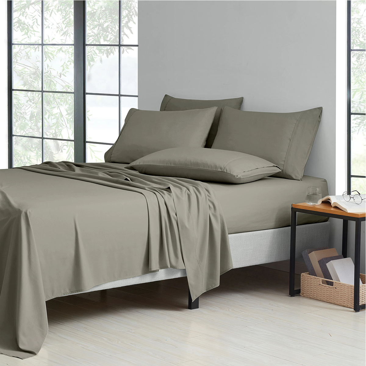 2,000-TC Bamboo Blend 6-Piece Sheet Set with Deep Pockets - Full - Taupe