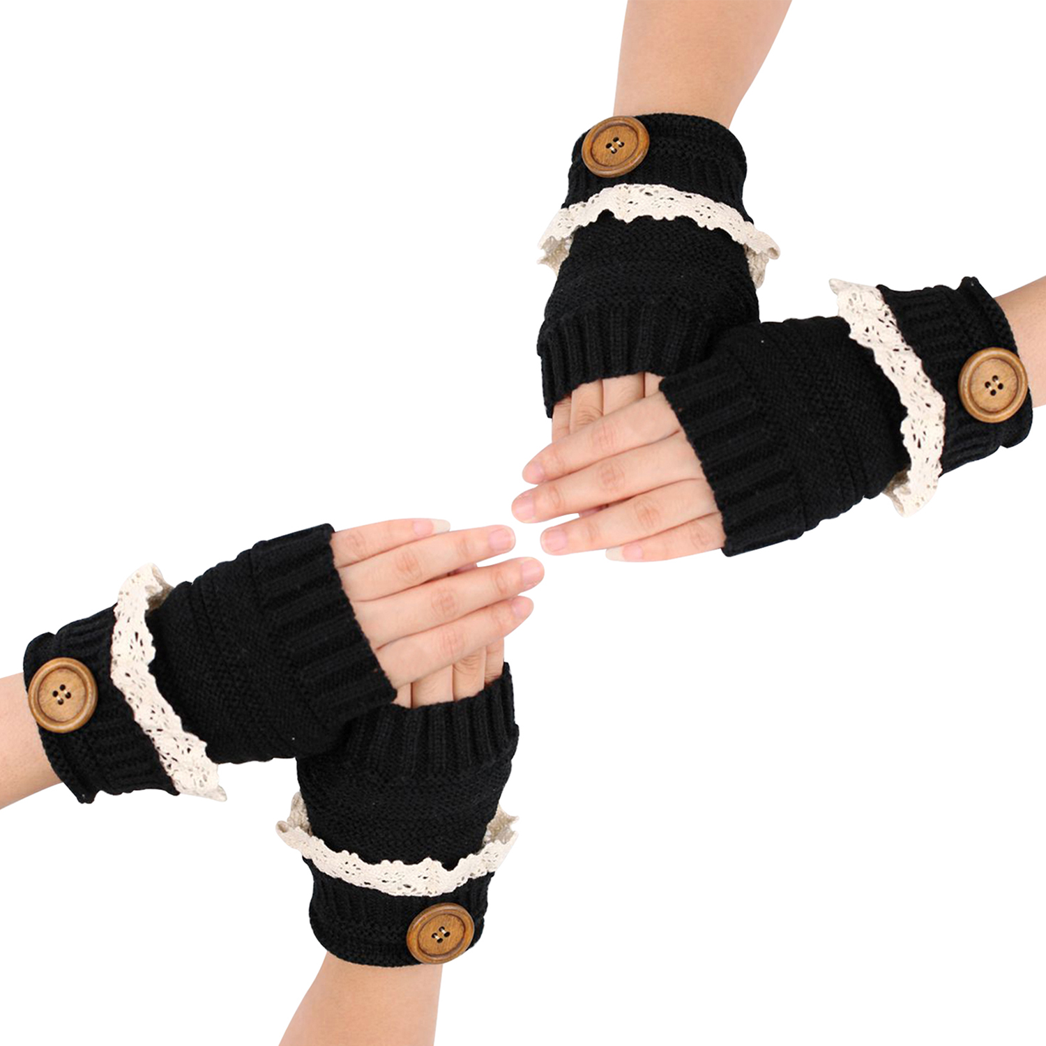 Fingerless Mitten Set (2-Pack) - Black
