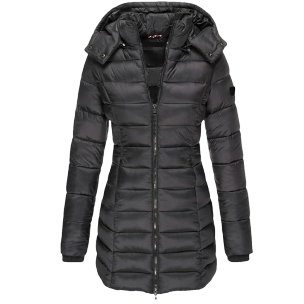Women's Long Puffer Coat - Black, Large