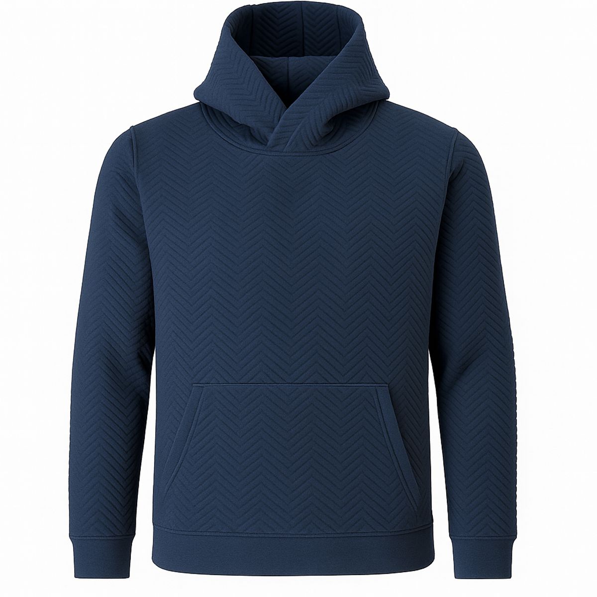 Men's Hoodie Herringbone Pullover Sweatshirt - Navy / 2XL