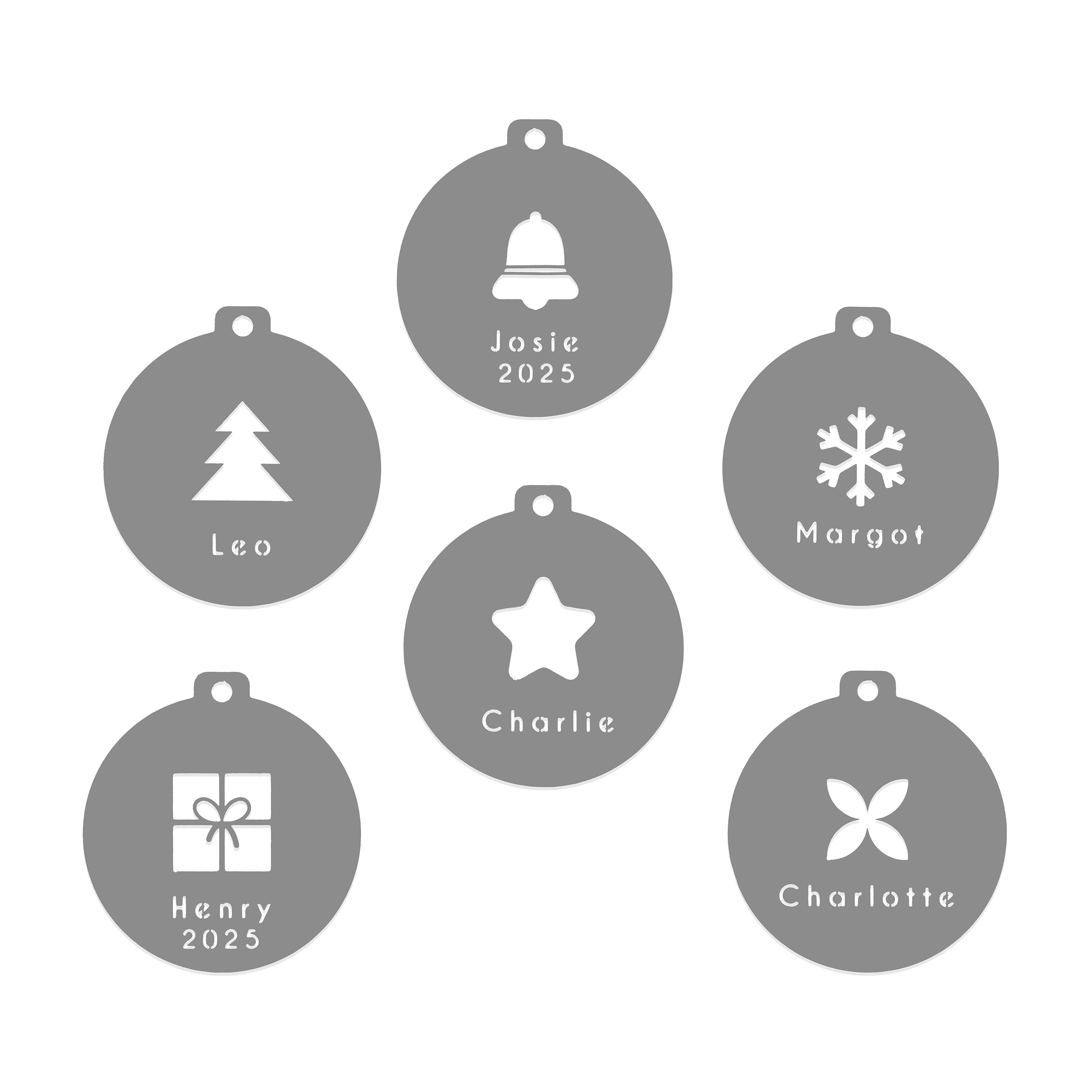 Keepsake Name Disc Ornament (5-Pack) - 4 inch / Raw Steel (can rust)