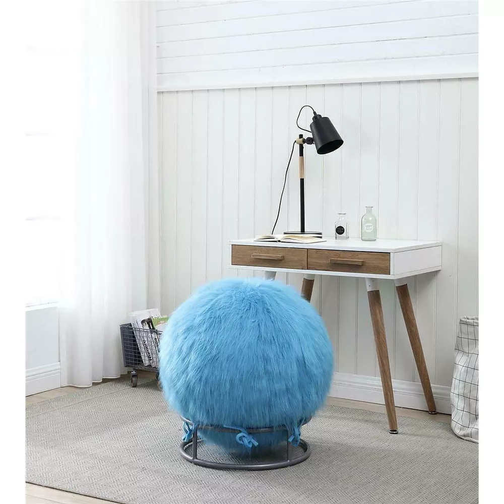 65" Fuzzy Yoga Ball with Base - Blue