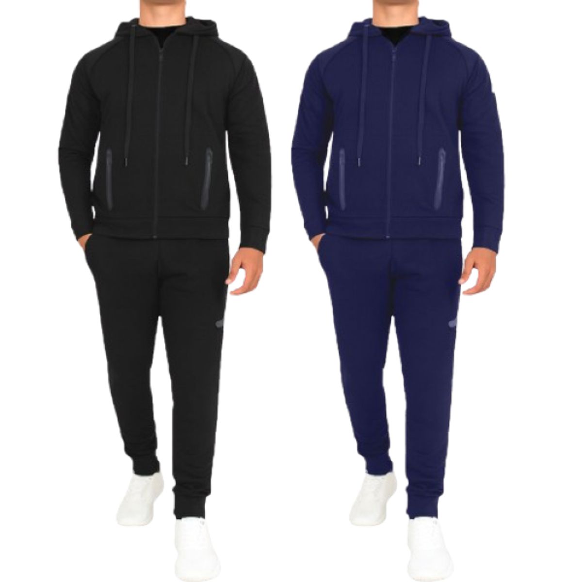 Men's Tech Fleece Hoodie & Jogger Set (1- or 2-Pack) - JM2TF-50 / BK-NV / XL