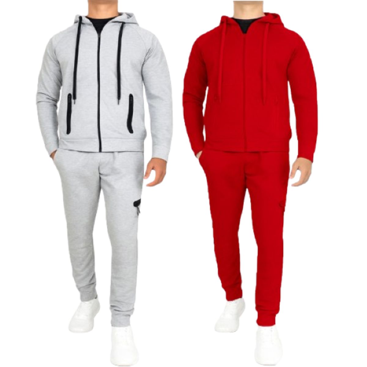 Men's Tech Fleece Hoodie & Jogger Set (1- or 2-Pack) - JM2TF-50 / HG-RD / 3XL