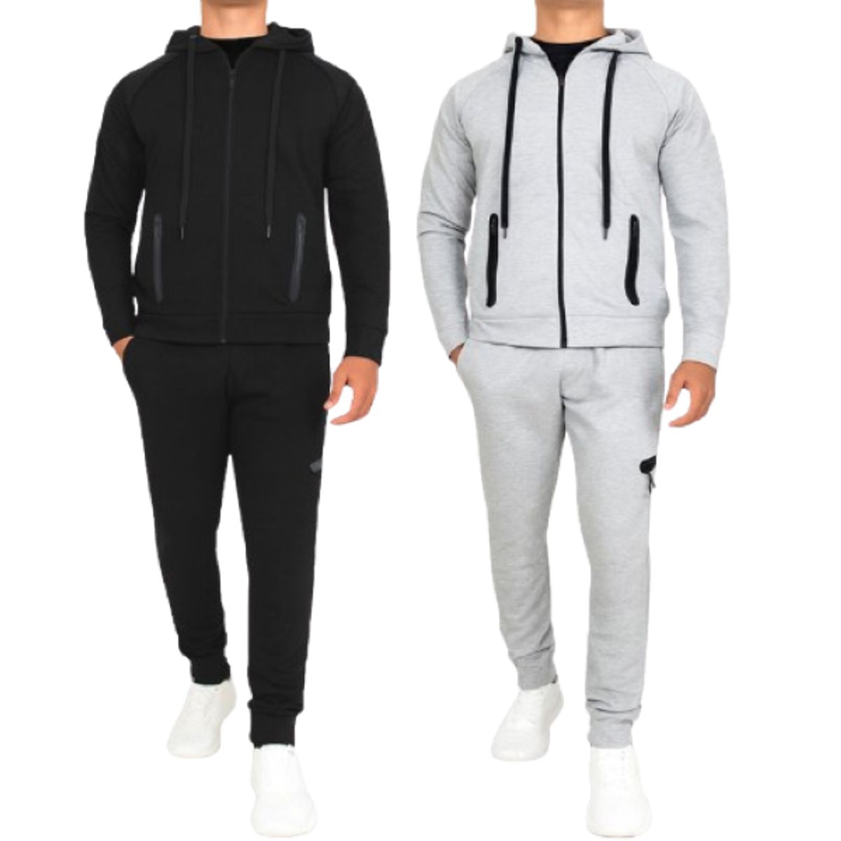 Men's Tech Fleece Hoodie & Jogger Set (1- or 2-Pack) - JM2TF-50 / BK-HG / S