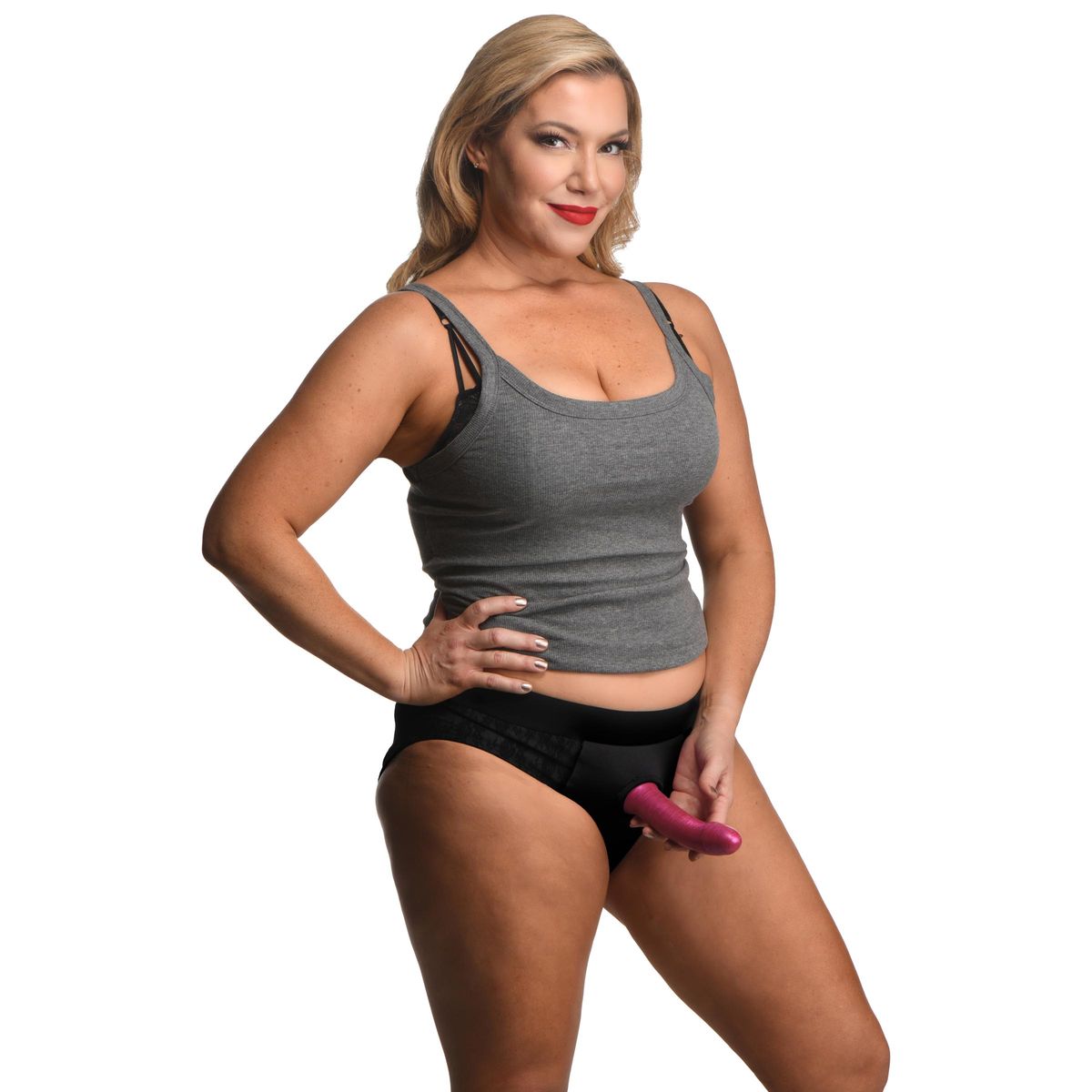 STRAP-U Lace Envy Crotchless Panty Harness (3XL) - Black