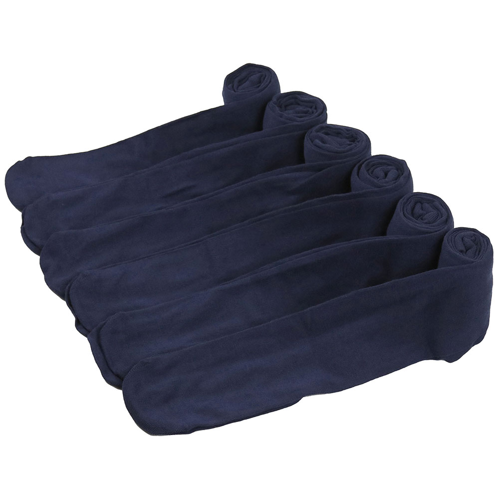 Girls' Solid Colored Winter Tights (6-Pack) - Navy - X-Small