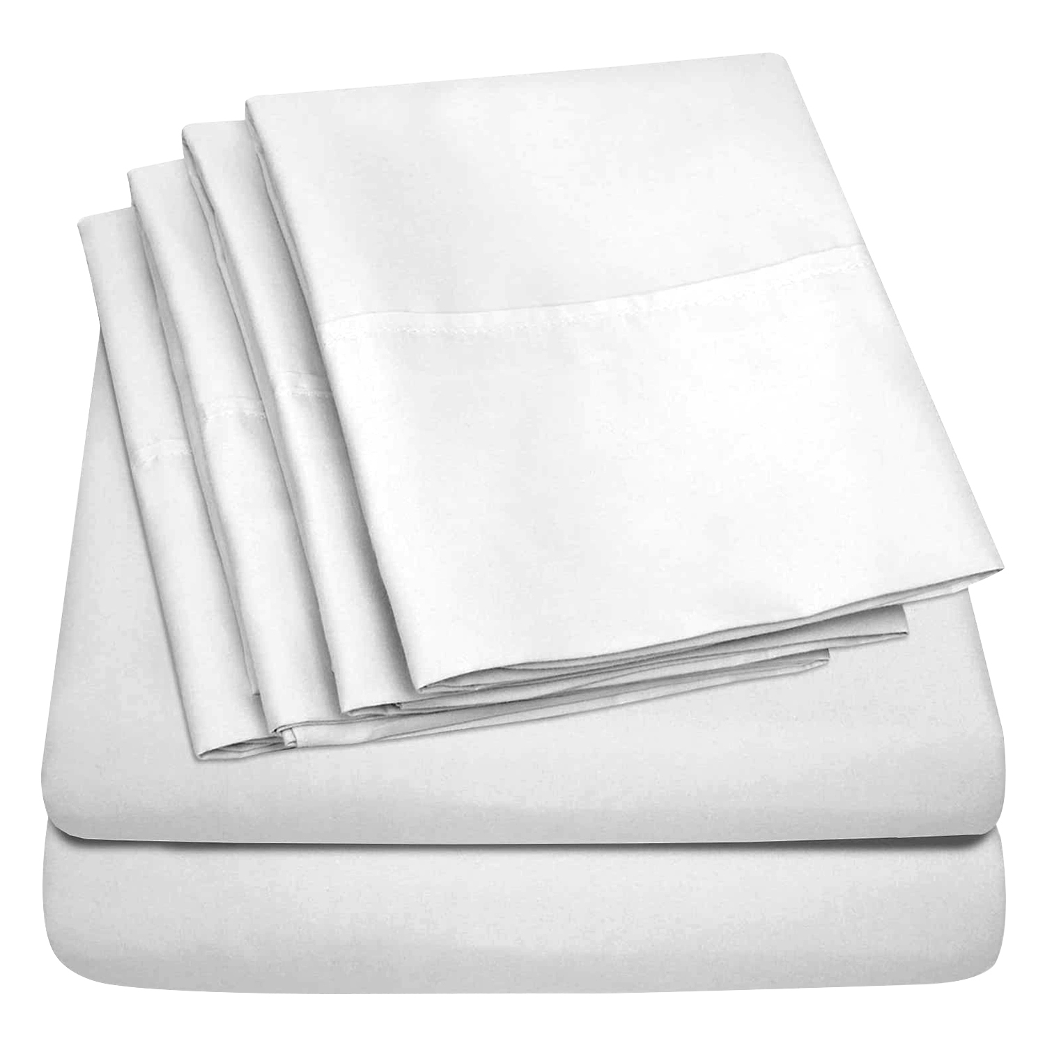 Lightweight Microfiber Bed Sheet (6-Piece Set) - White / Full