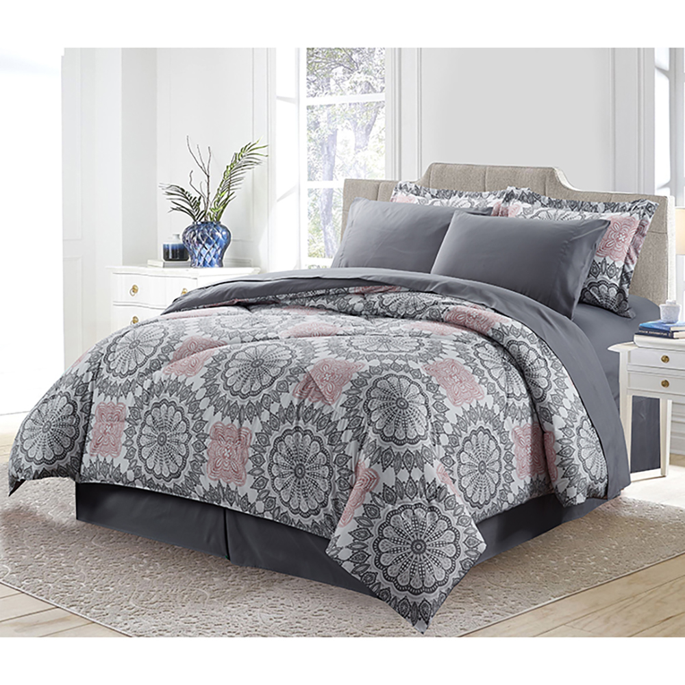Bibb Home® 8-Piece Printed Down Alternative Comforter Set - Queen - Stella