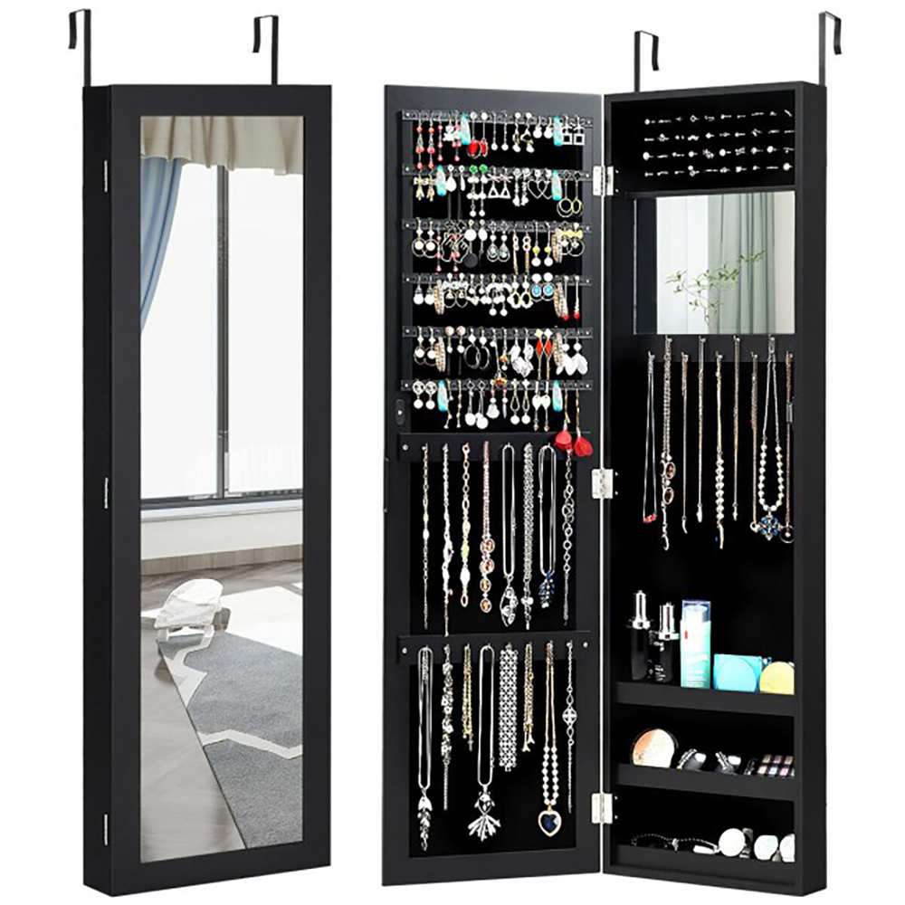 Wall or Door Mounted Mirrored Jewelry Cabinet - Jewelry Cabinet-Back