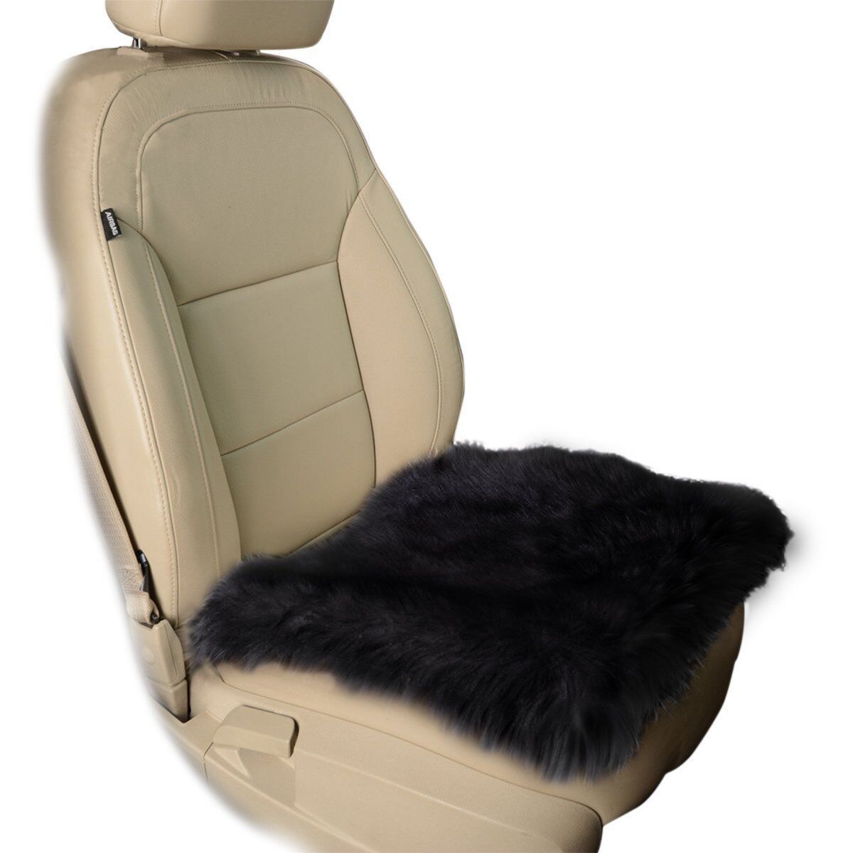 Zone Tech Black Faux Sheepskin Car Seat (1 or 2-Pack) - Black Faux Sheepskin Car Seat 2-Pack