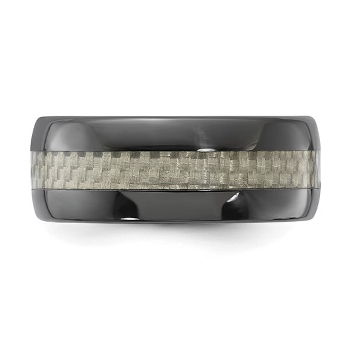 Men's Ceramic Carbon Fiber Inlay Wedding Band Ring - Ring size: 7