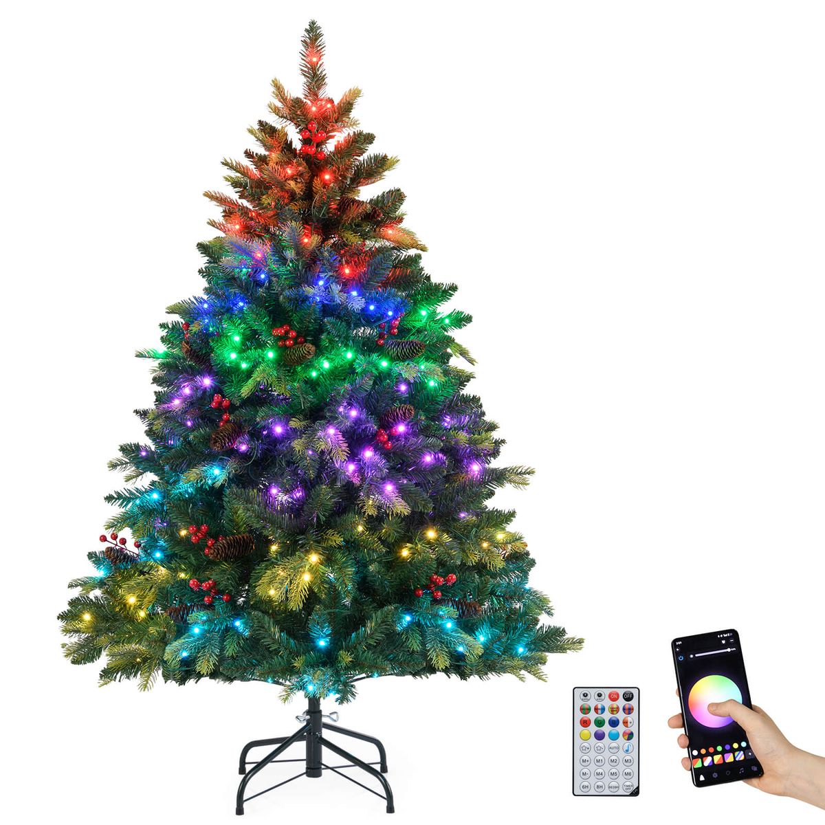 Artificial Christmas Tree with RGB LED Lights and Auto-Timer - 5 FT