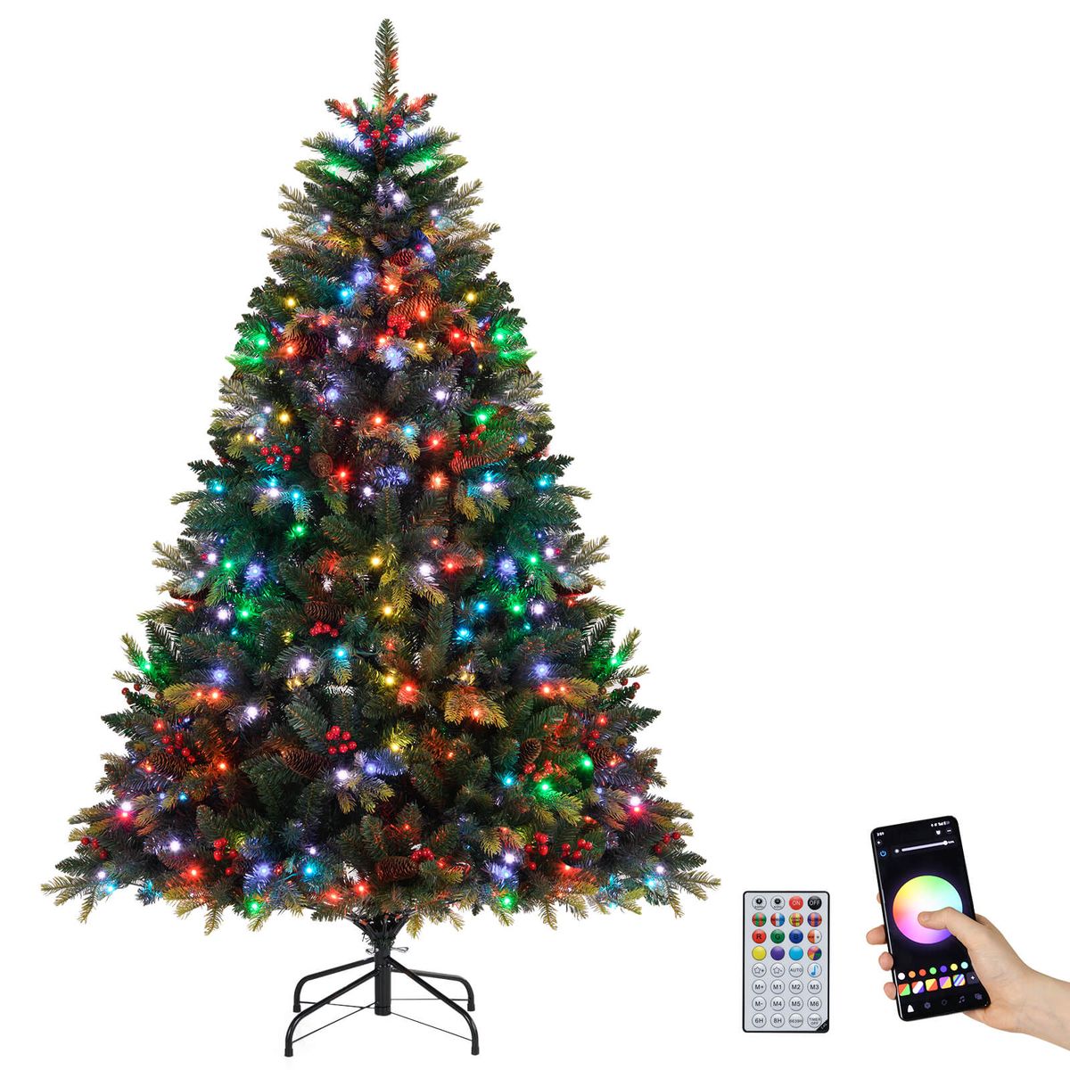 Artificial Christmas Tree with RGB LED Lights and Auto-Timer - 6 FT