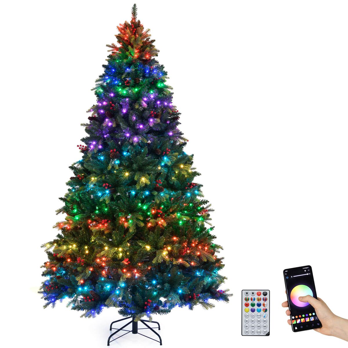 Artificial Christmas Tree with RGB LED Lights and Auto-Timer - 8 FT