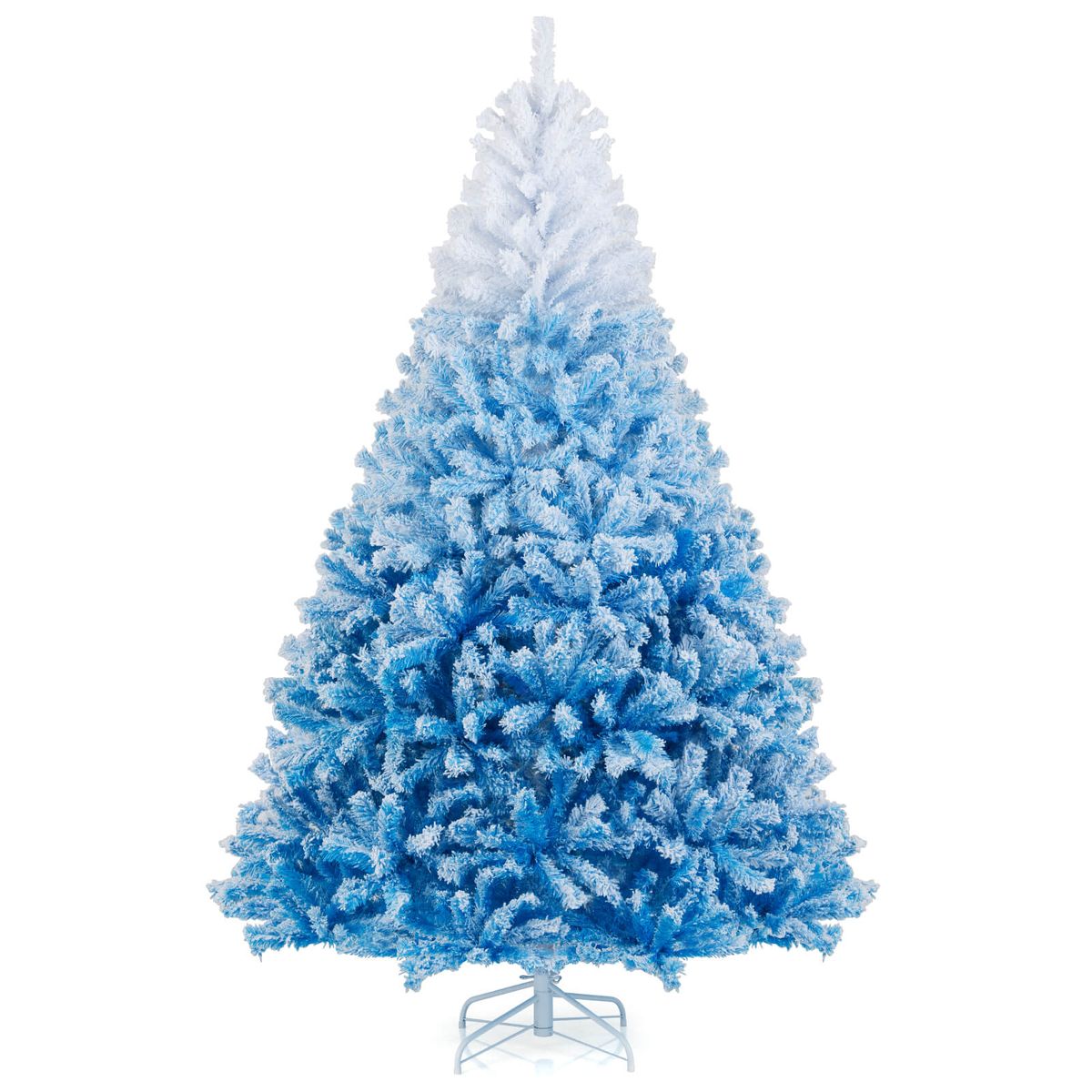 Artificial Christmas Tree with Warm White LED Lights and 8 Lighting Modes - Blue-7 FT