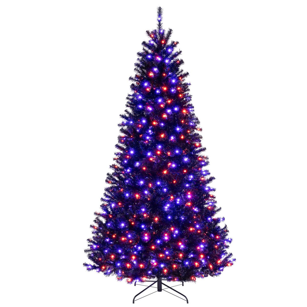 Halloween Tree with Black Branch Tips and Orange, Purple LED Lights - 8' Halloween Tree