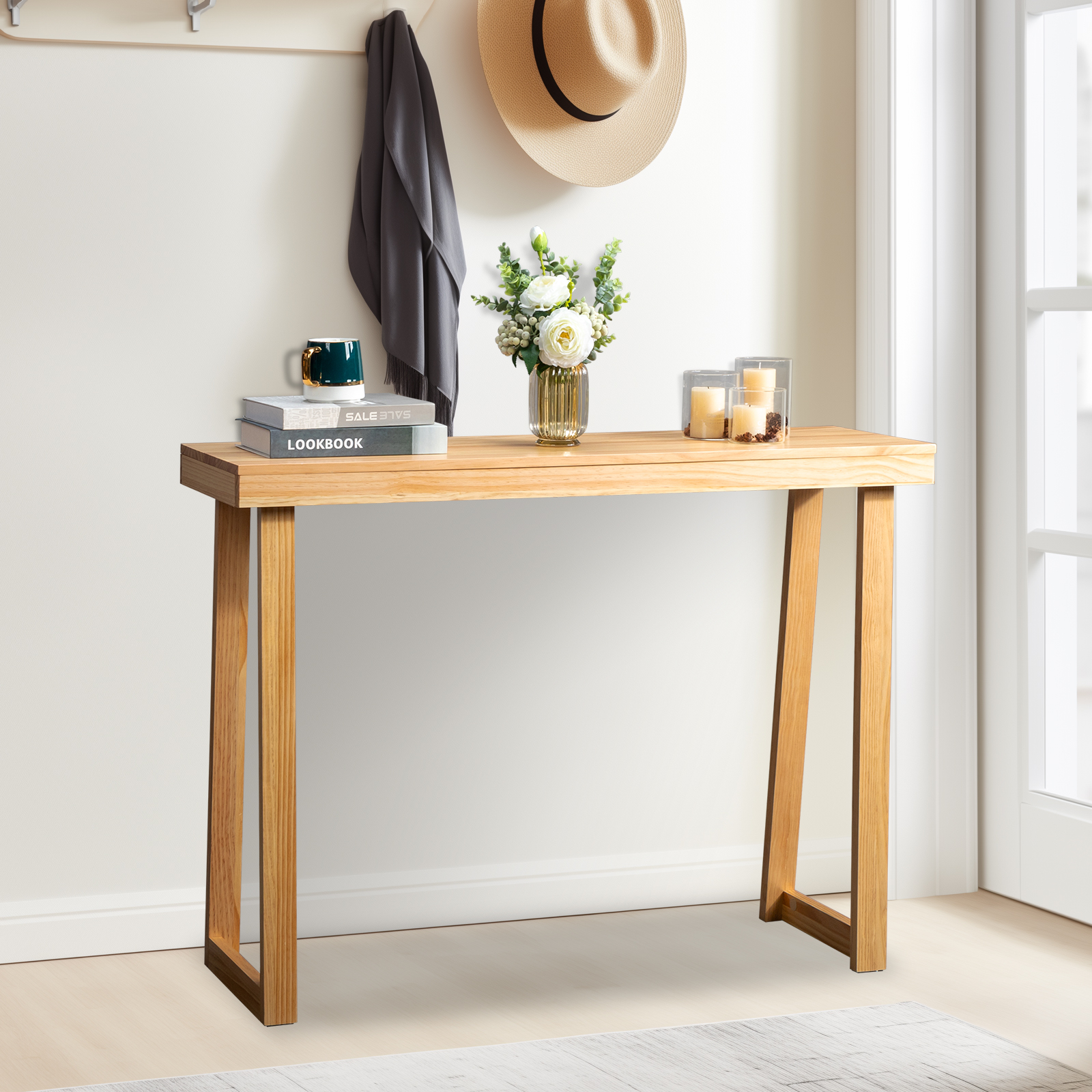 Solid Wood Console Table - 43 Inch Wood