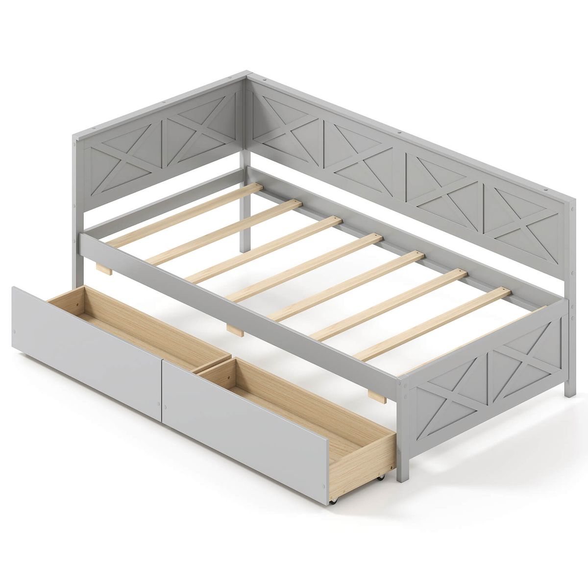 Twin Size Daybed with 2 Storage Drawers - Gray