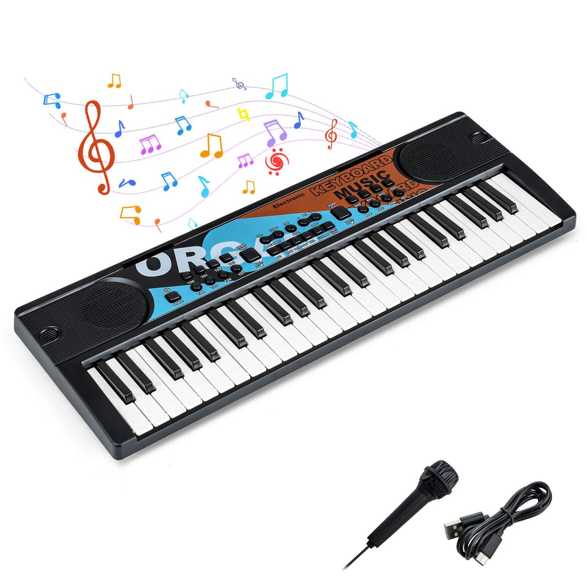 Kids' 49-Key Portable Electric Keyboard - Black