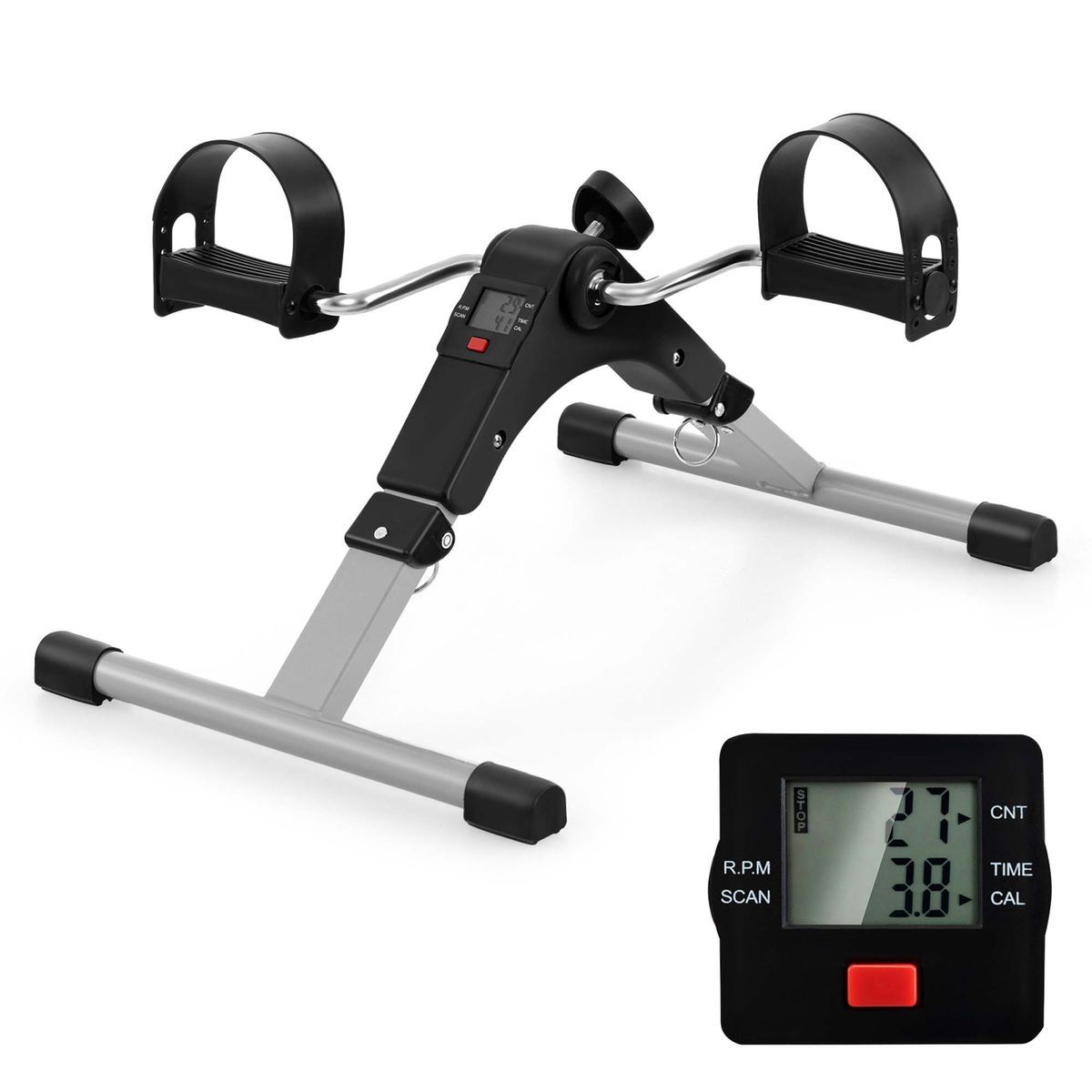 Under Desk Exercise Bike with LCD Display - Black