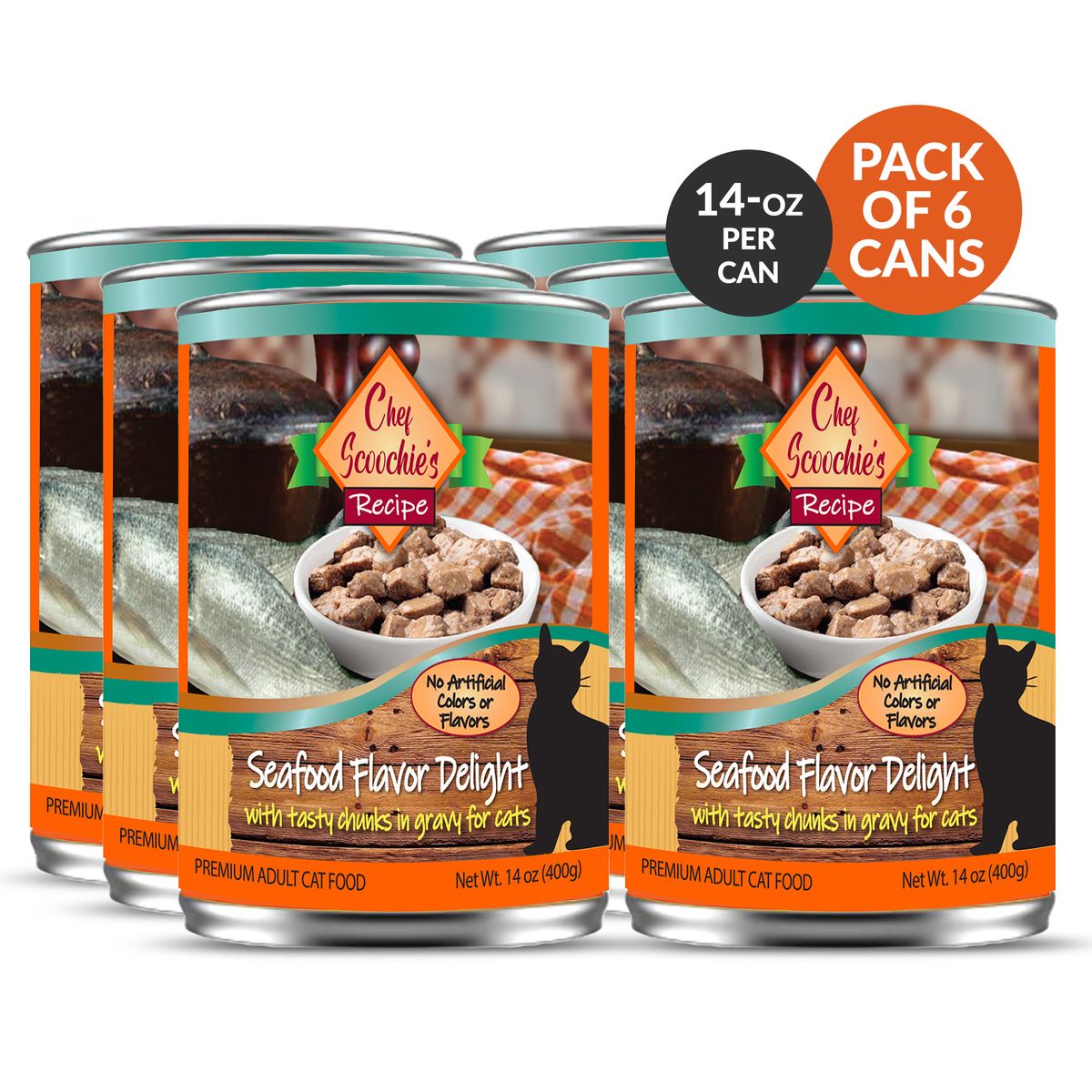 Chef Scoochie's Dog and Cat Wet Food (6- or 12-Pack) - Real Seafood Chunks Wet Cat Food