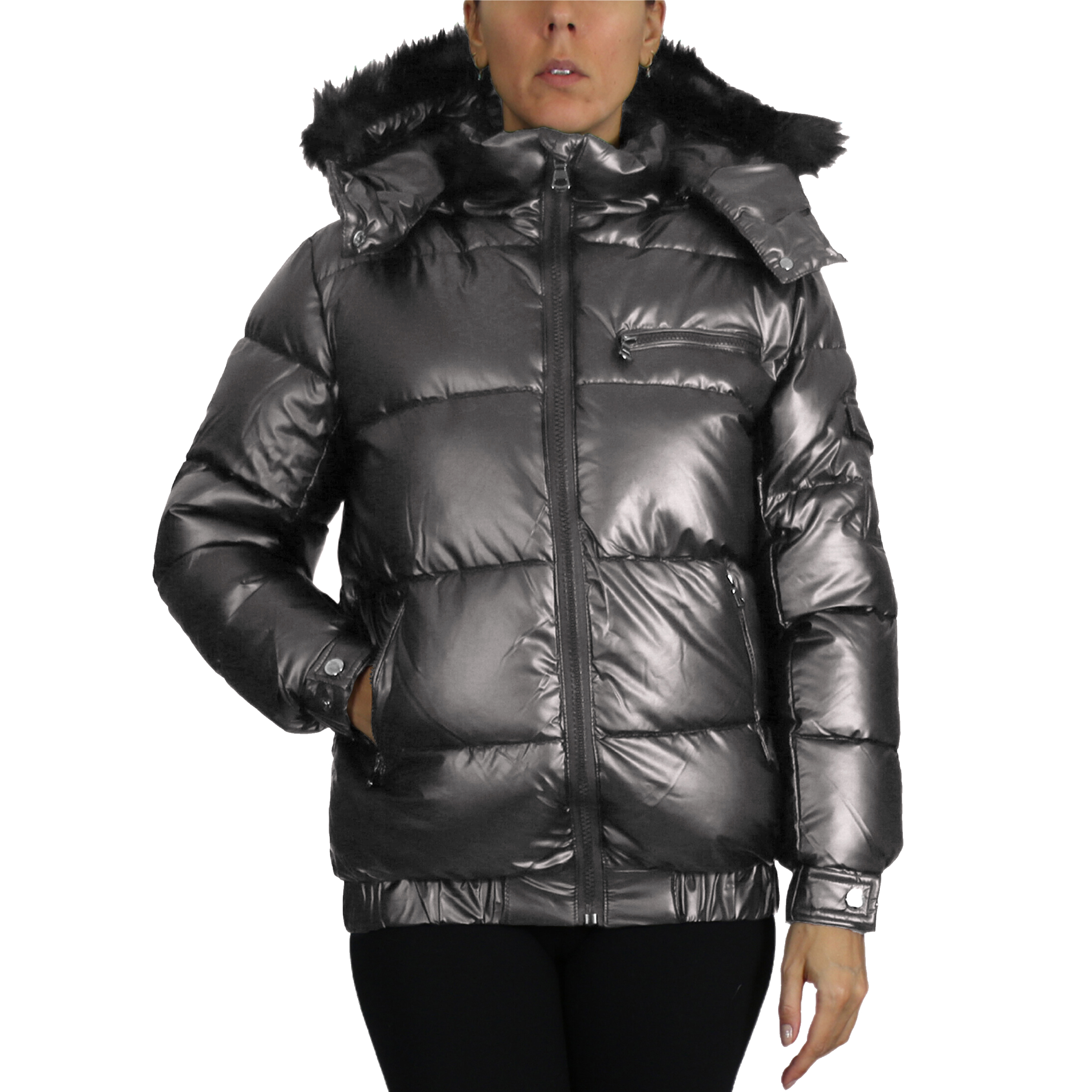 Women's Full Zip Heavyweight Bubble Jacket - SPL-2400-DGY-XL