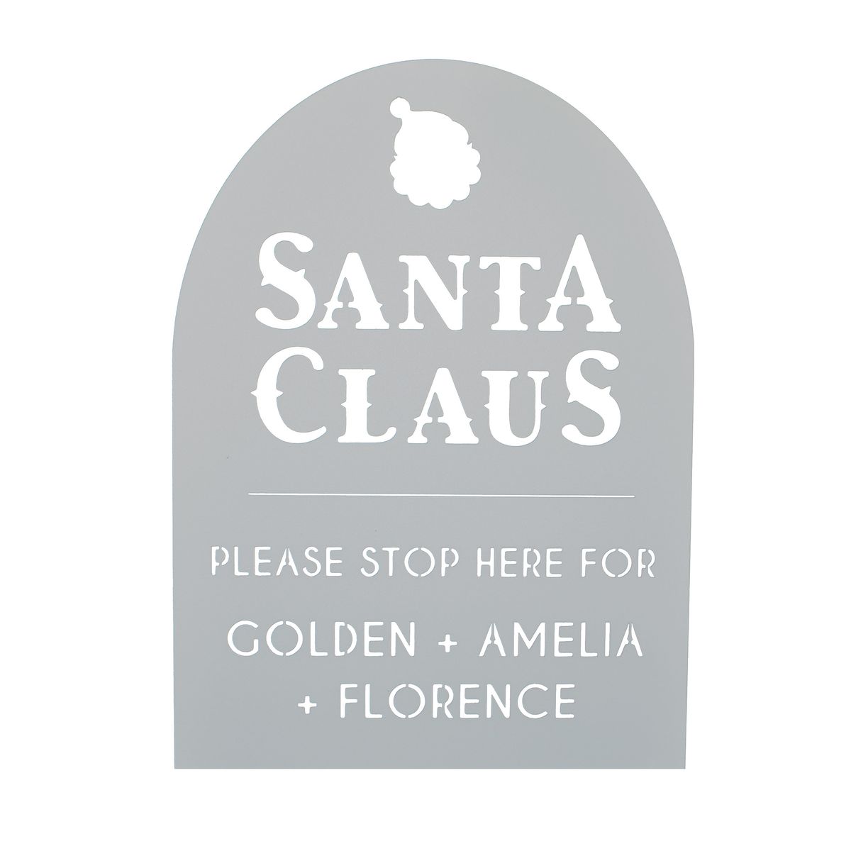 Santa Claus Personalized Christmas Stop Sign  - Hanging: 12"x8" / Raw Steel (can rust)