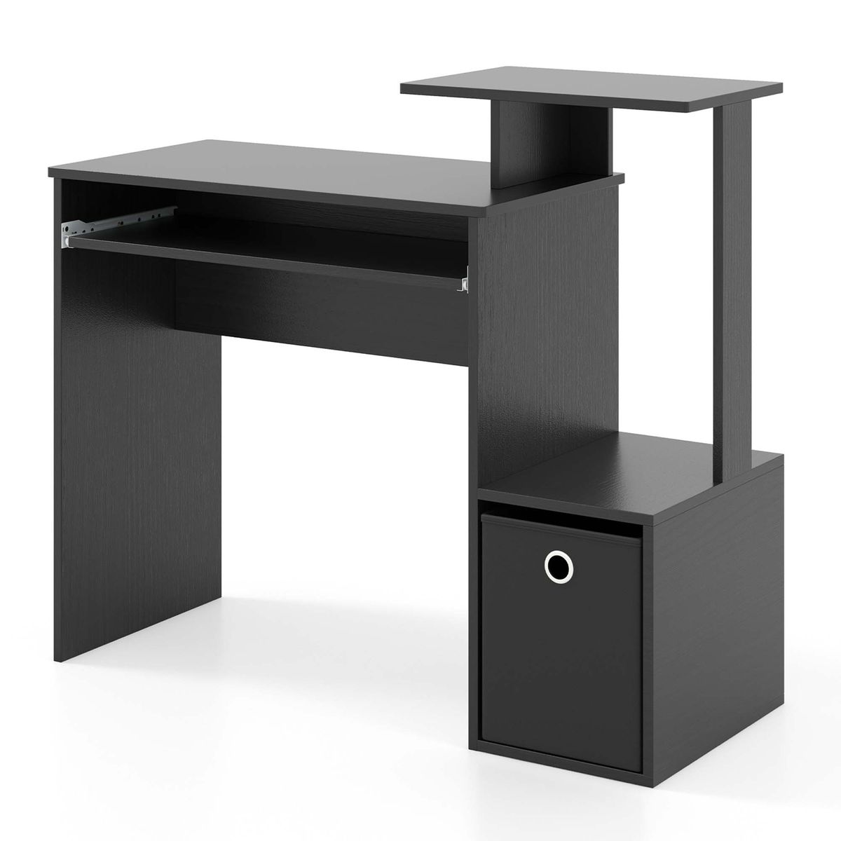 Home Office Computer Desk with Open Storage Shelf - Black