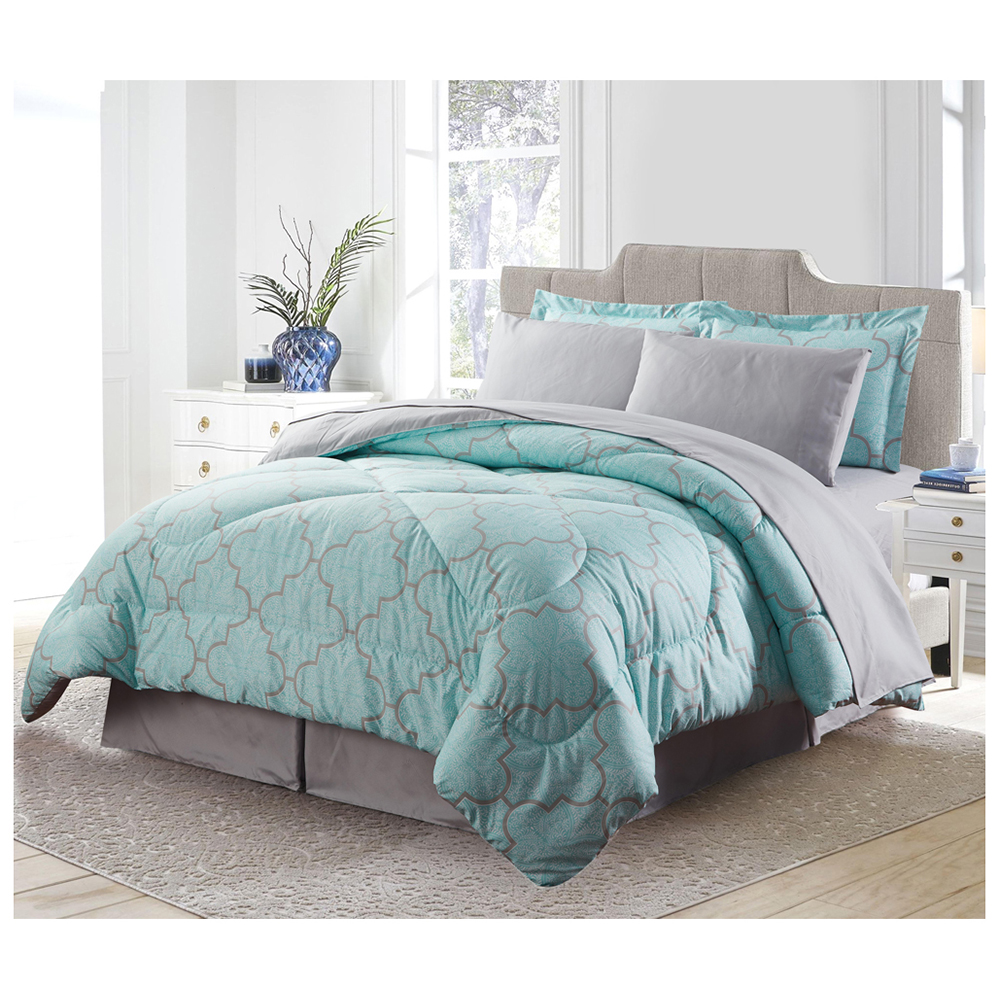 Bibb Home® 8-Piece Printed Down Alternative Comforter Set - King - Trellis